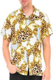 Leopard Cheetah Button Down Shirt (Color: White, size: 3XL)
