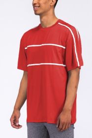 ROUND NECK TAPE STRIPE TSHIRT (Color: Black, size: 2XL)