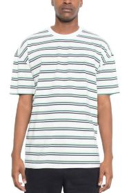 Striped Round Neck Tshirt (Color: WHITE COBALT, size: 2XL)