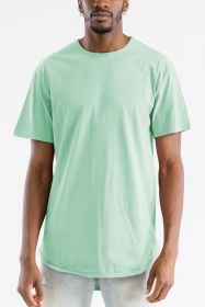 Extended Scallop Round Neck Tshirt (Color: JADE, size: S)